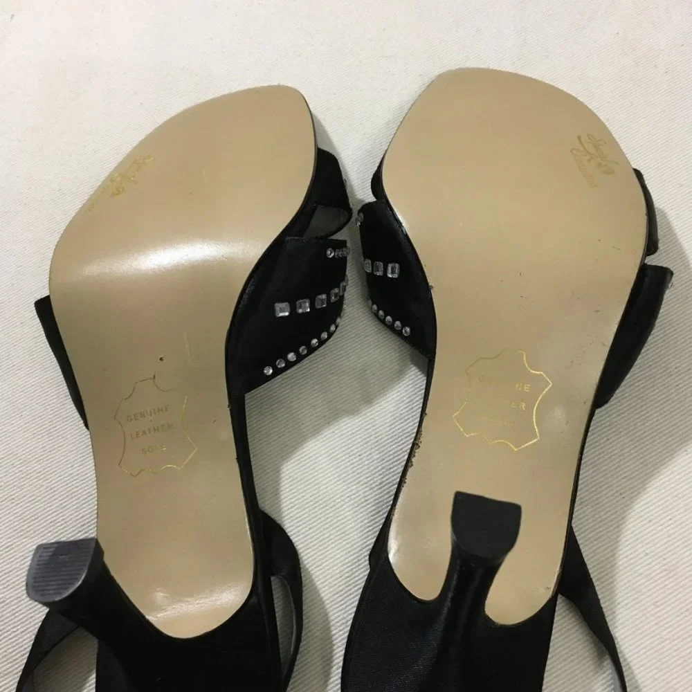 Special Occasion Sling Back Heels With Rhinestones